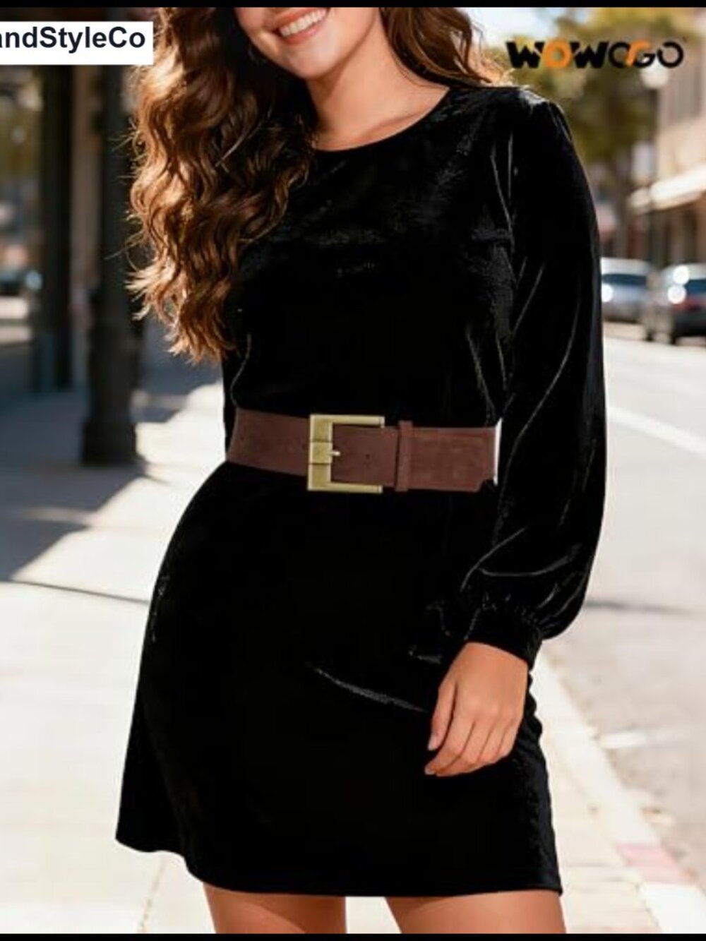 Wide Suede Leather Belt with Brass Buckle for Women Dresses Vintage Chunky - Picture 3 of 6